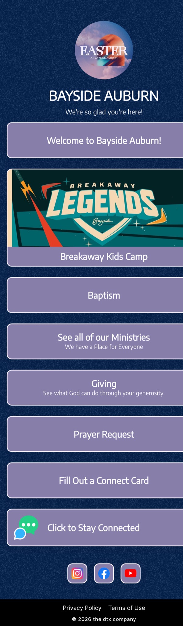 Auburn Easter link-in-bio page on Flowpage