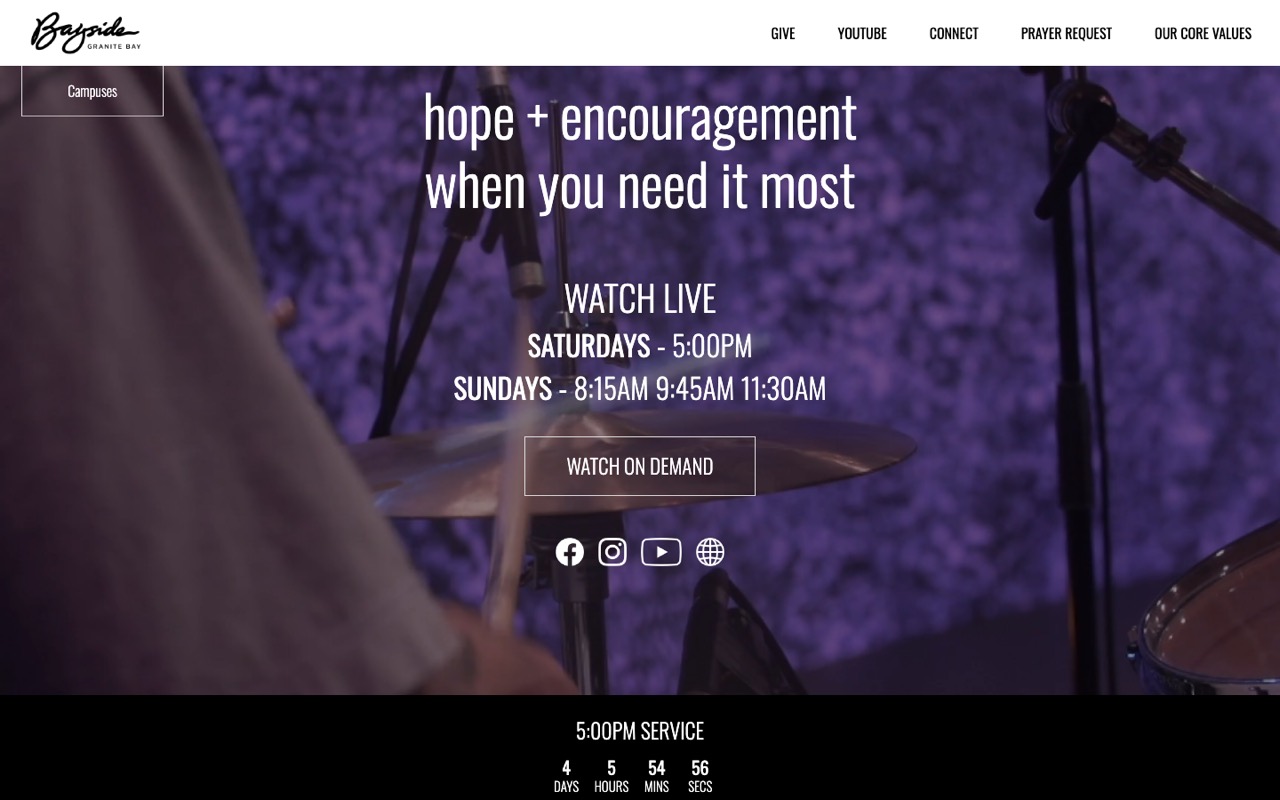 A campus livestream page on Sardius