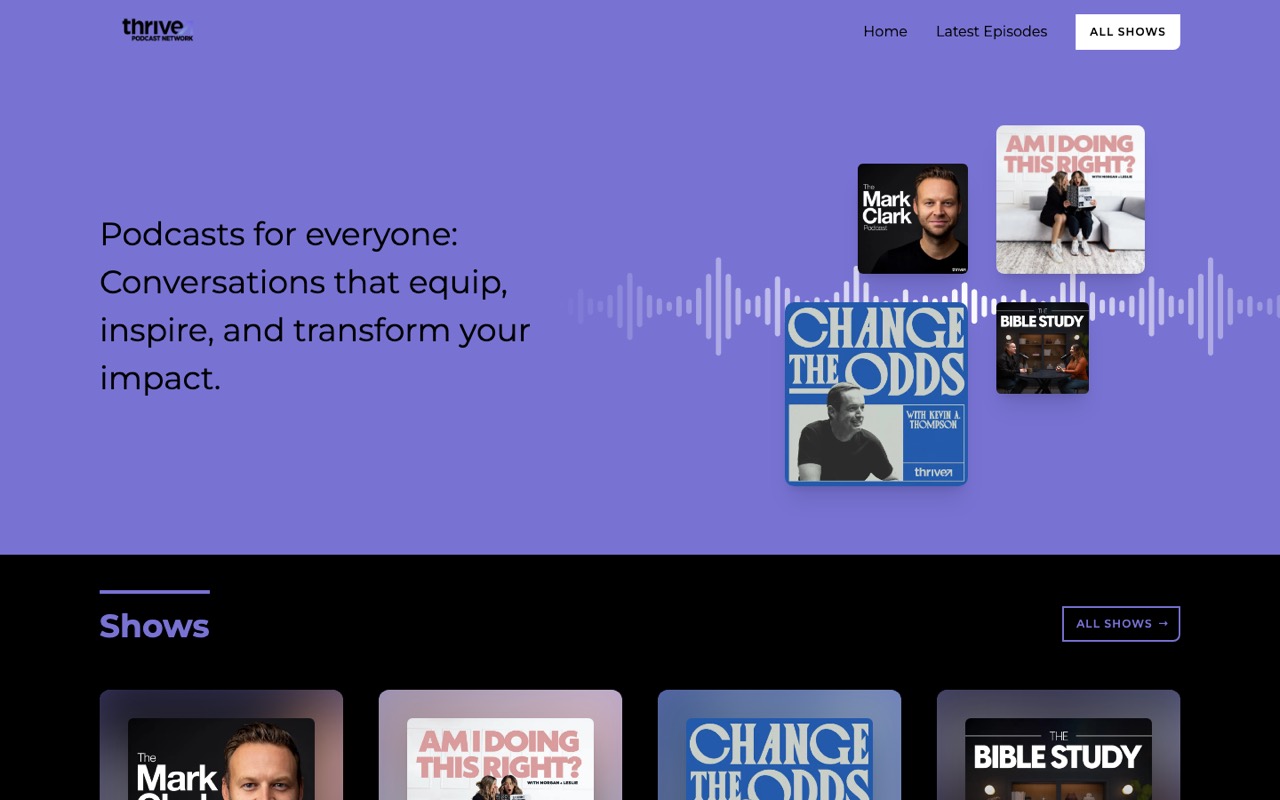 Screenshot of Thrive Podcast Network